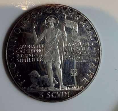 صورة عملة من الفضه عيار 800 فرسان مالطا 1968 3 سكودي